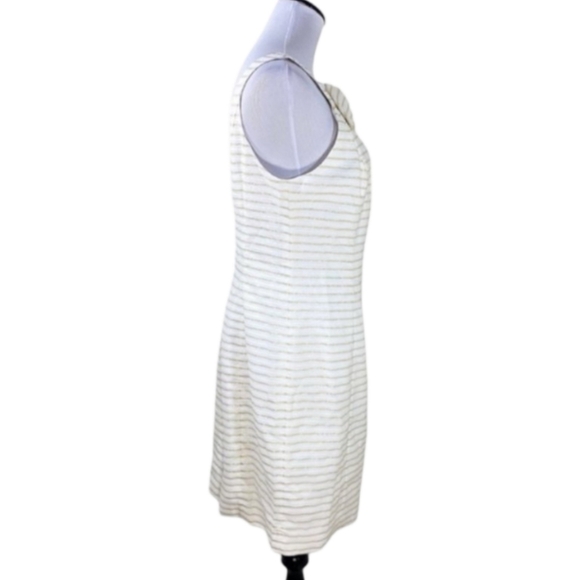 Lilly Pulitzer Henley Dress NWT Size 6 White Gold Metallic Stripes Bow - Picture 5 of 14